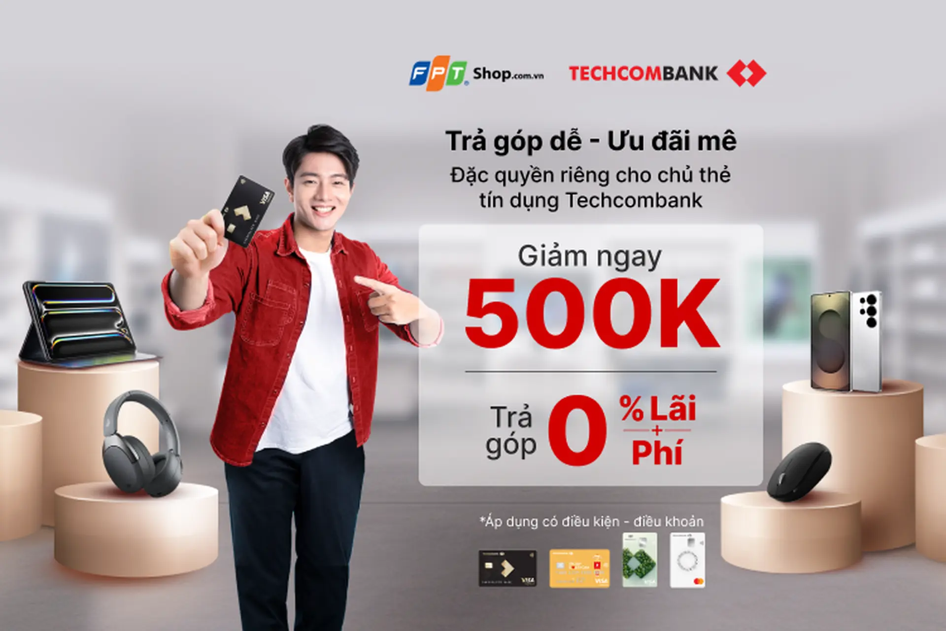 Chủ thẻ tín dụng Techcombank nhận ngay đặc quyền giảm thêm 500.000 đồng