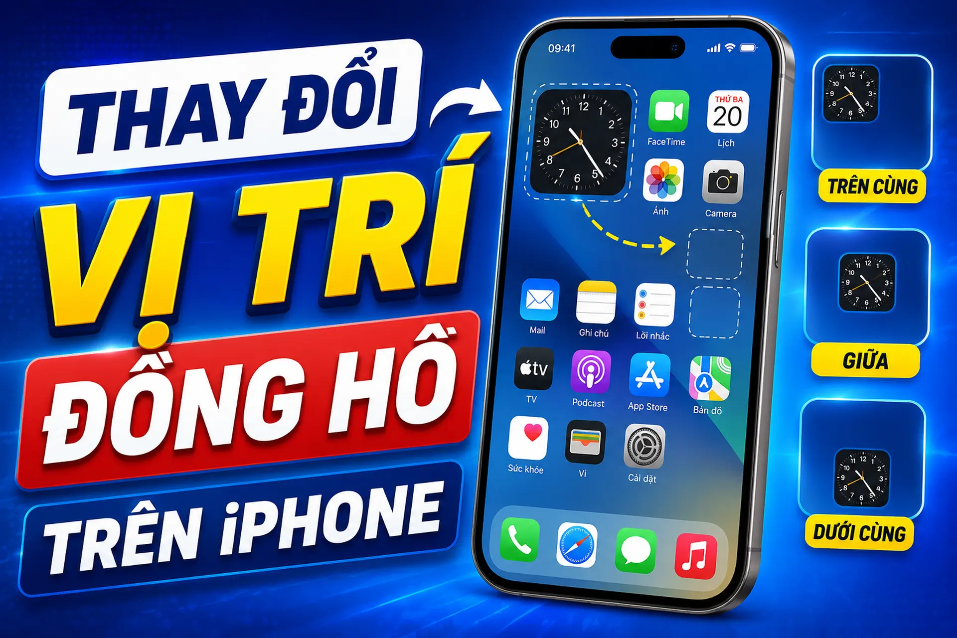 Thay đổi vị trí đồng hồ trên iPhone có được không? Cách thực hiện chi tiết