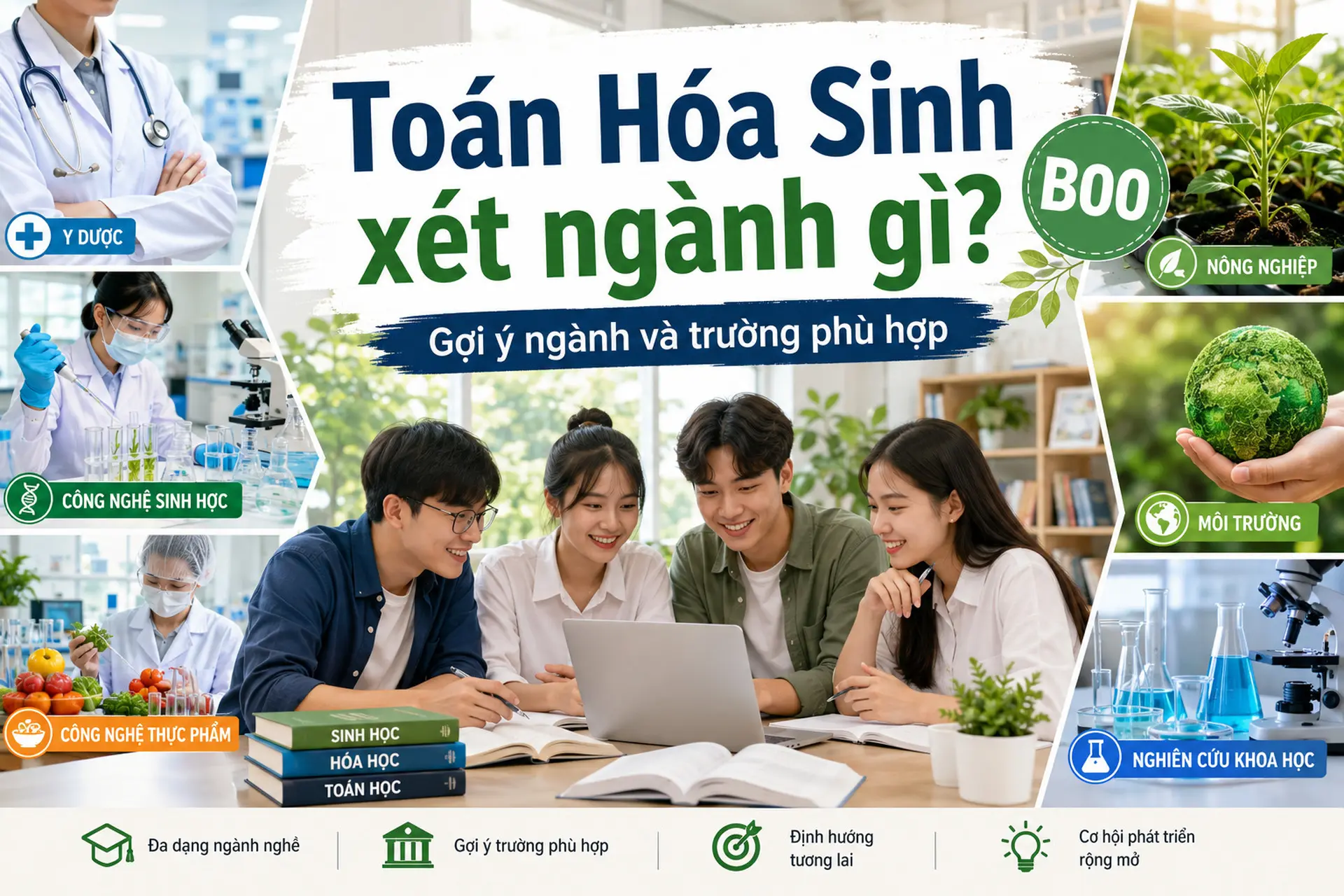Toán Hóa Sinh xét ngành gì? Gợi ý ngành và trường phù hợp