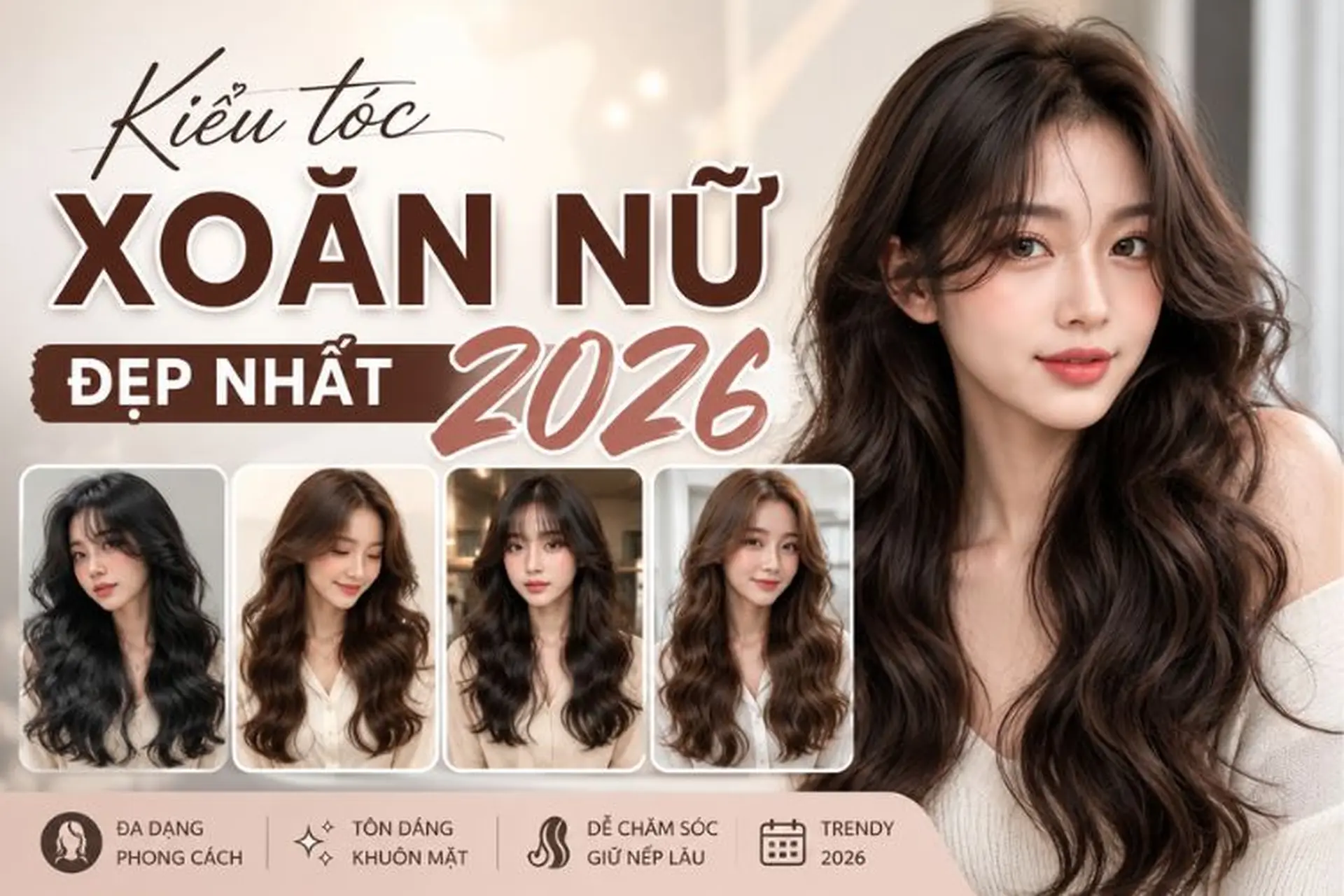 Top 10 kiểu tóc xoăn nữ đẹp tự nhiên được ưa chuộng nhất 2026 dành cho các nàng