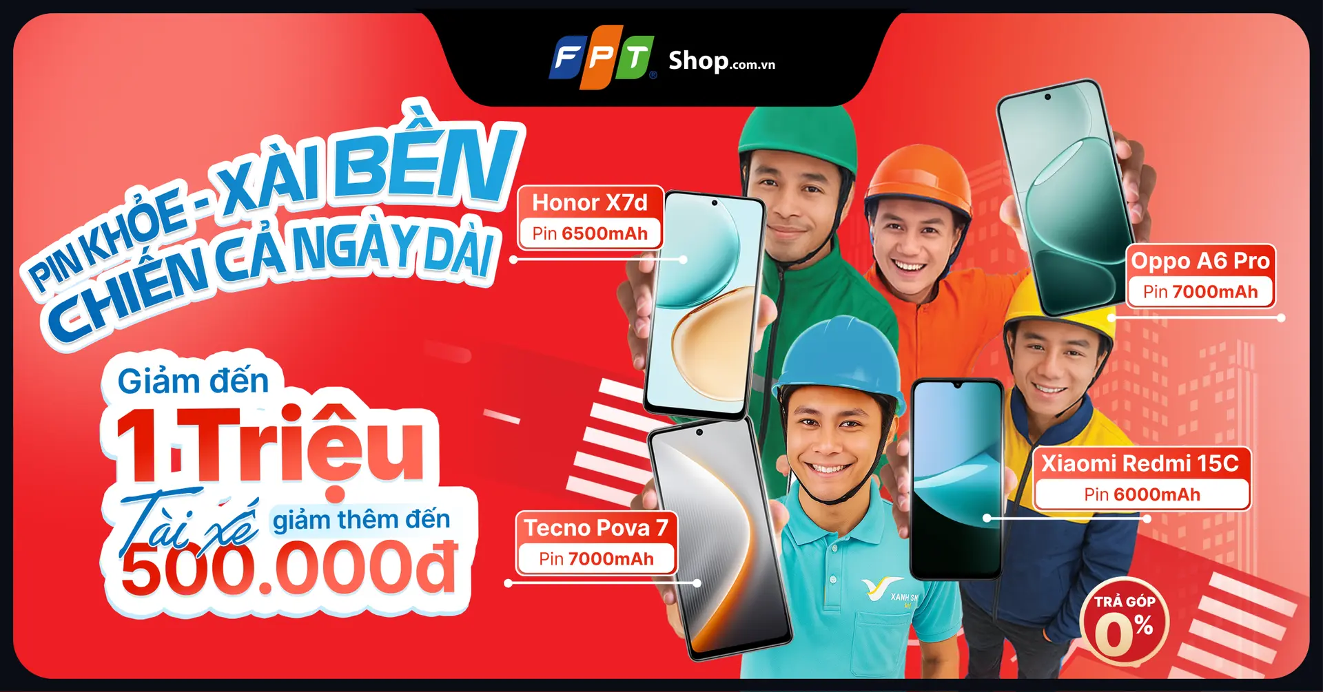 Giảm đến 500.000đ cho tài xế công nghệ khi mua điện thoại Android dưới 10 triệu