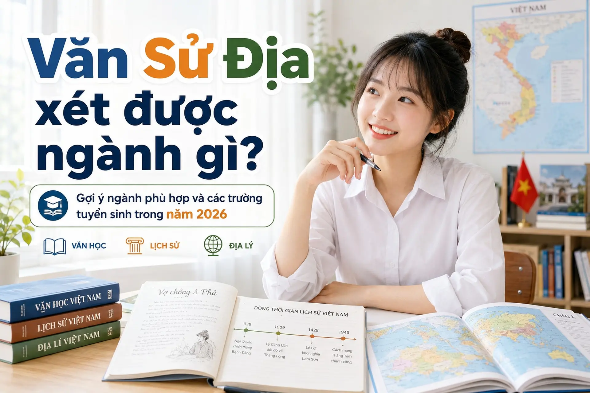 Văn Sử Địa xét được ngành gì? Gợi ý ngành phù hợp và các trường tuyển sinh trong năm 2026