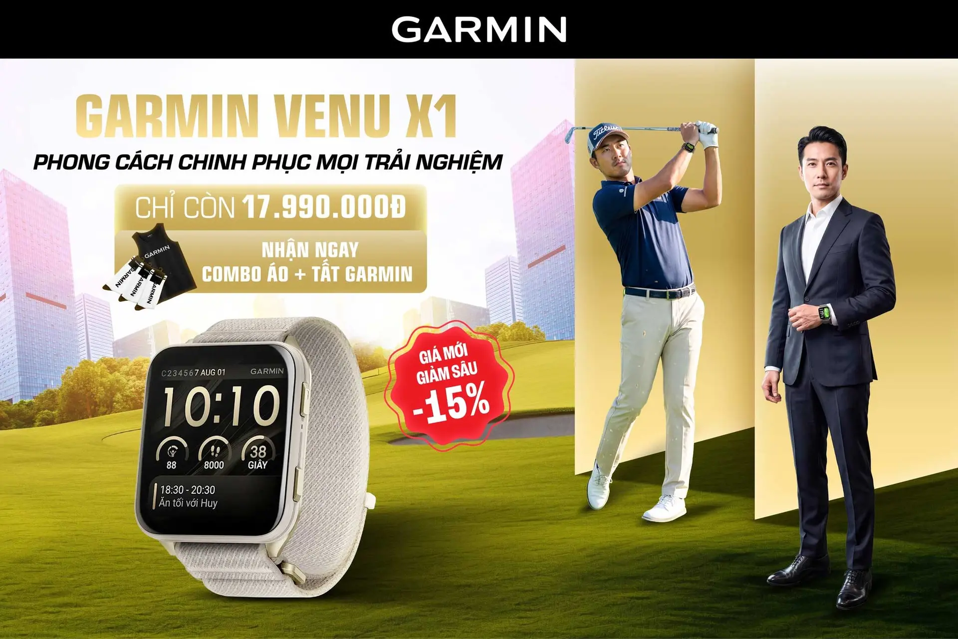 Garmin Venu X1 màu mới, giá mới, phiên bản Vàng Ánh Kim chỉ còn 17.990.000 đồng