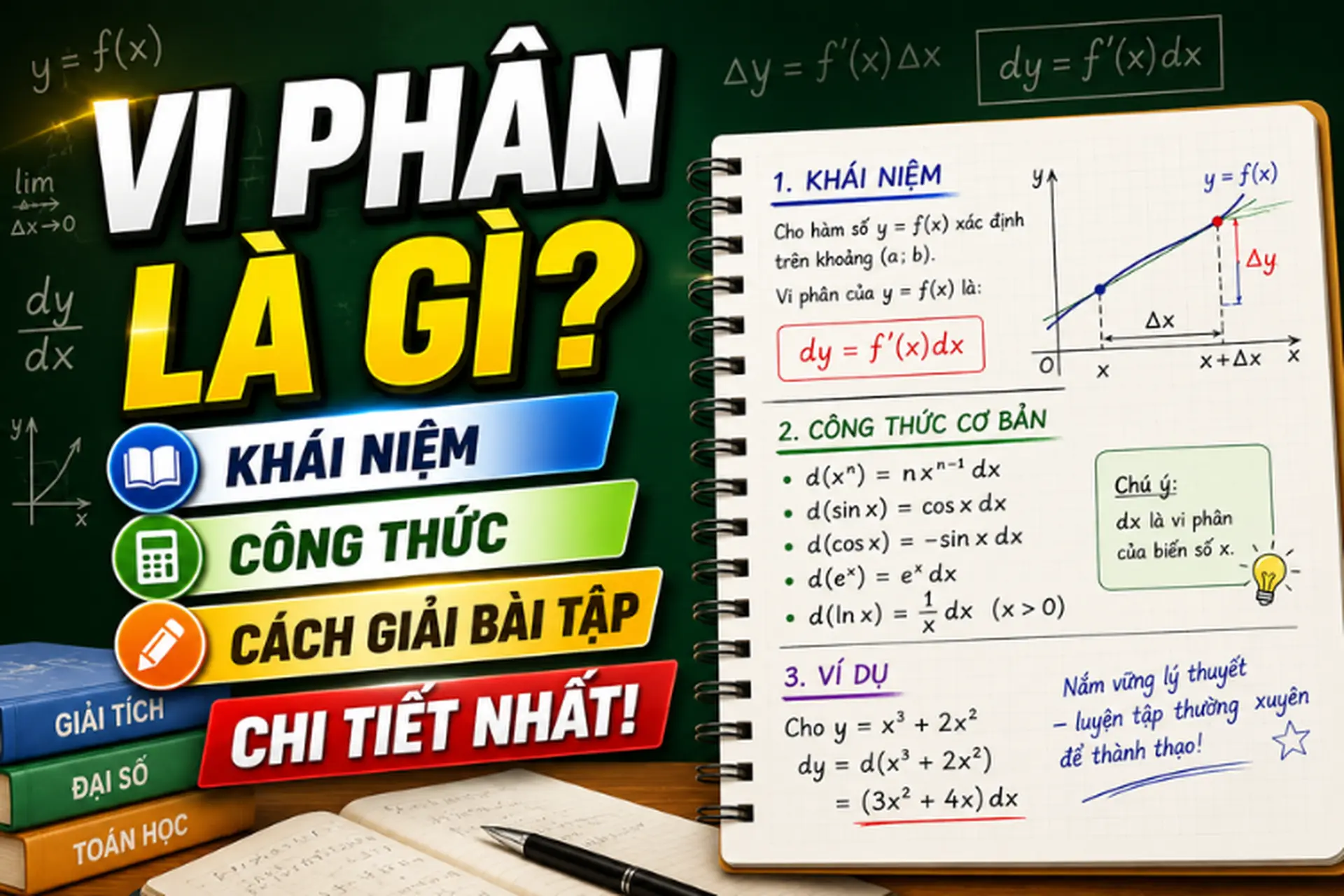 Vi phân là gì? Khái niệm, công thức và cách giải bài tập vi phân chi tiết nhất