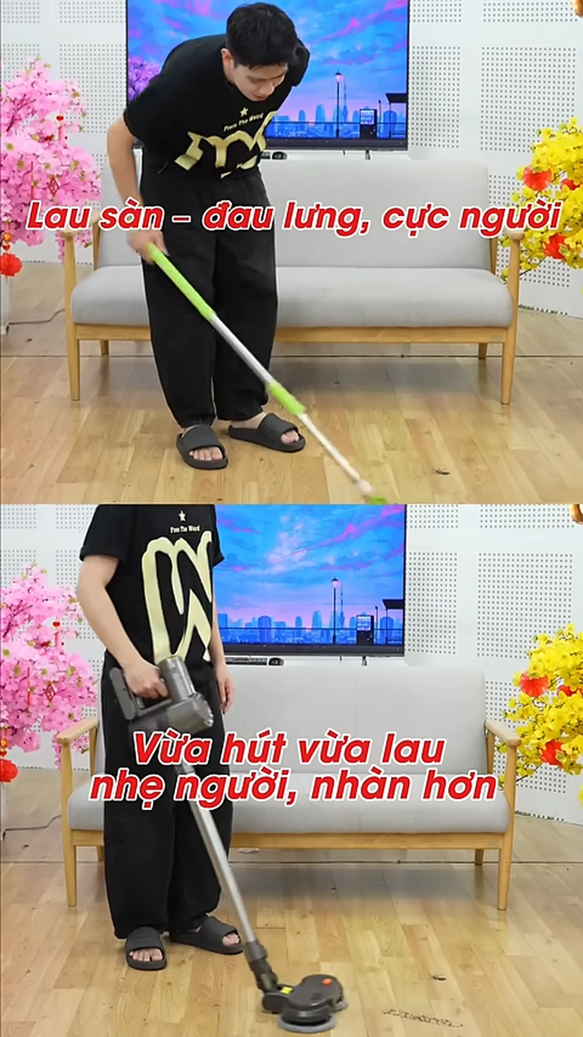  So sánh cách dọn dẹp nhà truyền thống và bằng máy hút bụi !!!