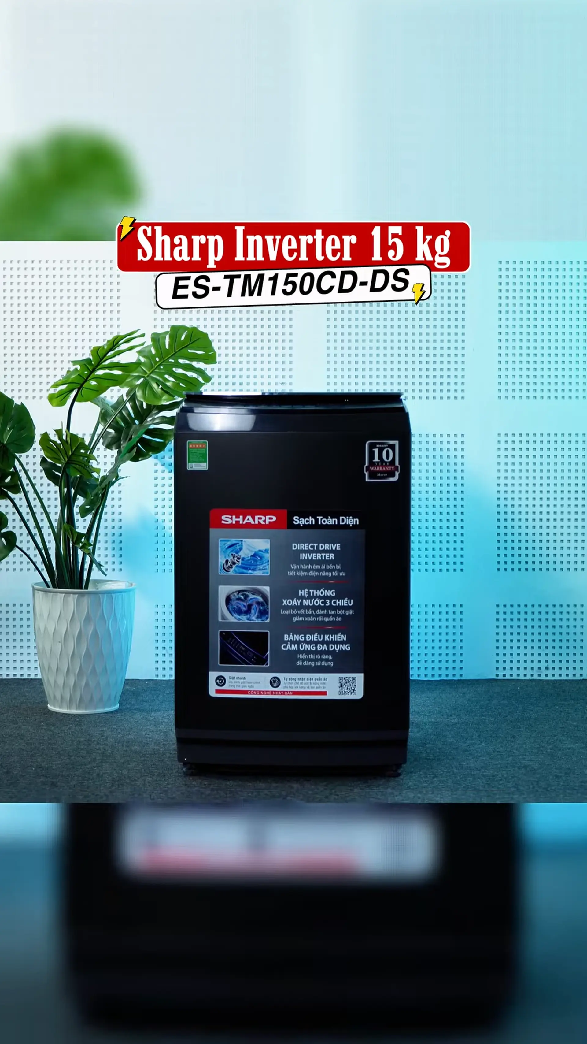Giặt Công Suất Lớn Với Máy Giặt Cửa Trên Sharp Inverter 15 kg ES-TM150CD-DS