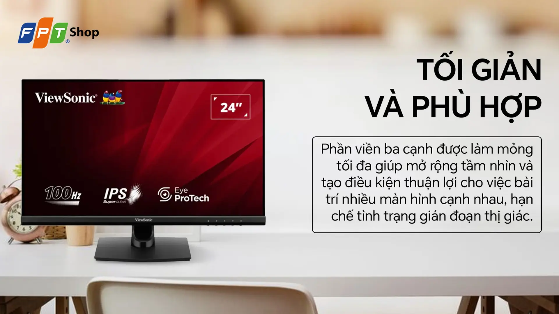 Màn hình ViewSonic VA2414-H/23.8 inch/FHD (1920x1080)/IPS 100Hz