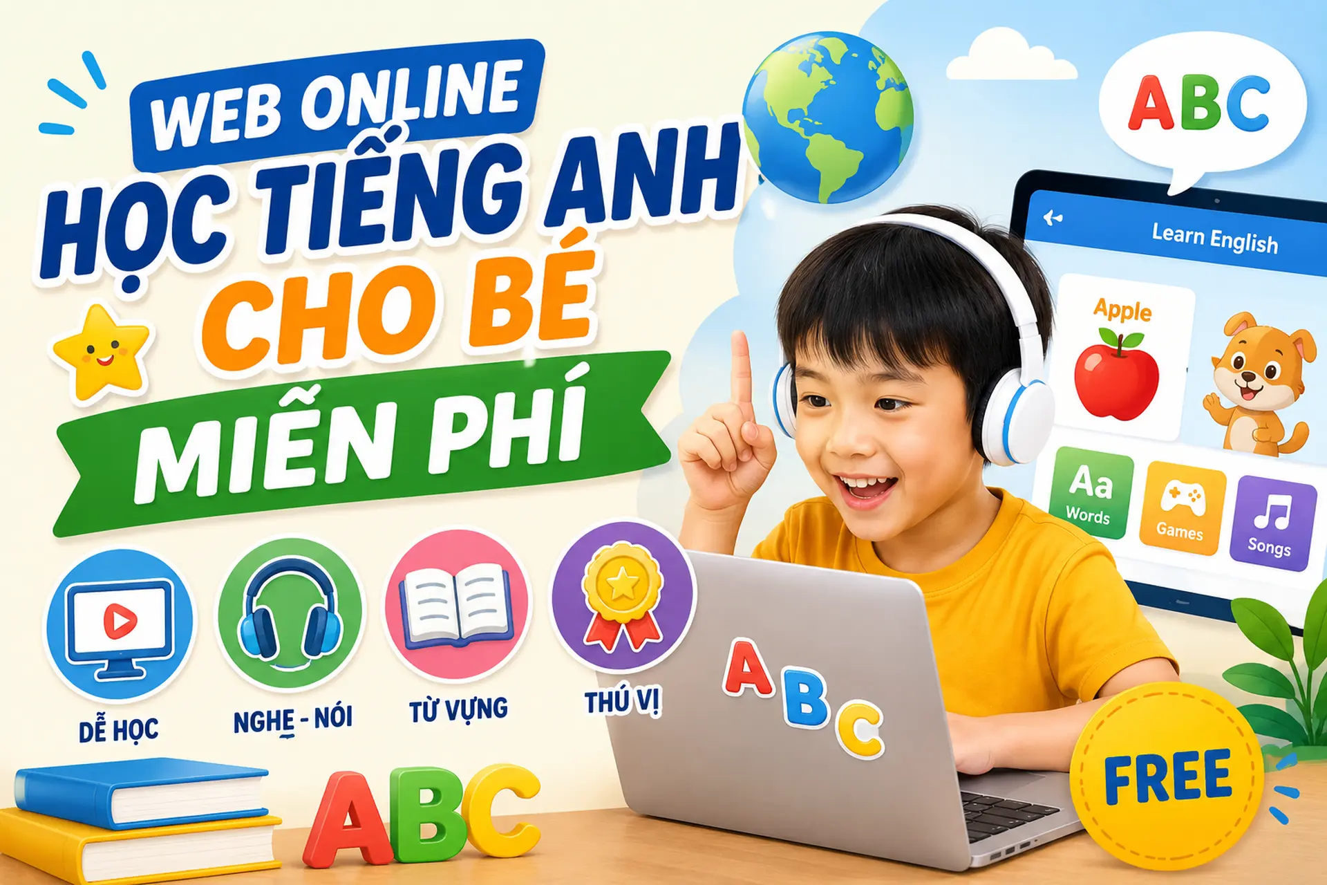 Web online học tiếng Anh cho bé miễn phí hiệu quả và dễ tiếp cận hiện nay