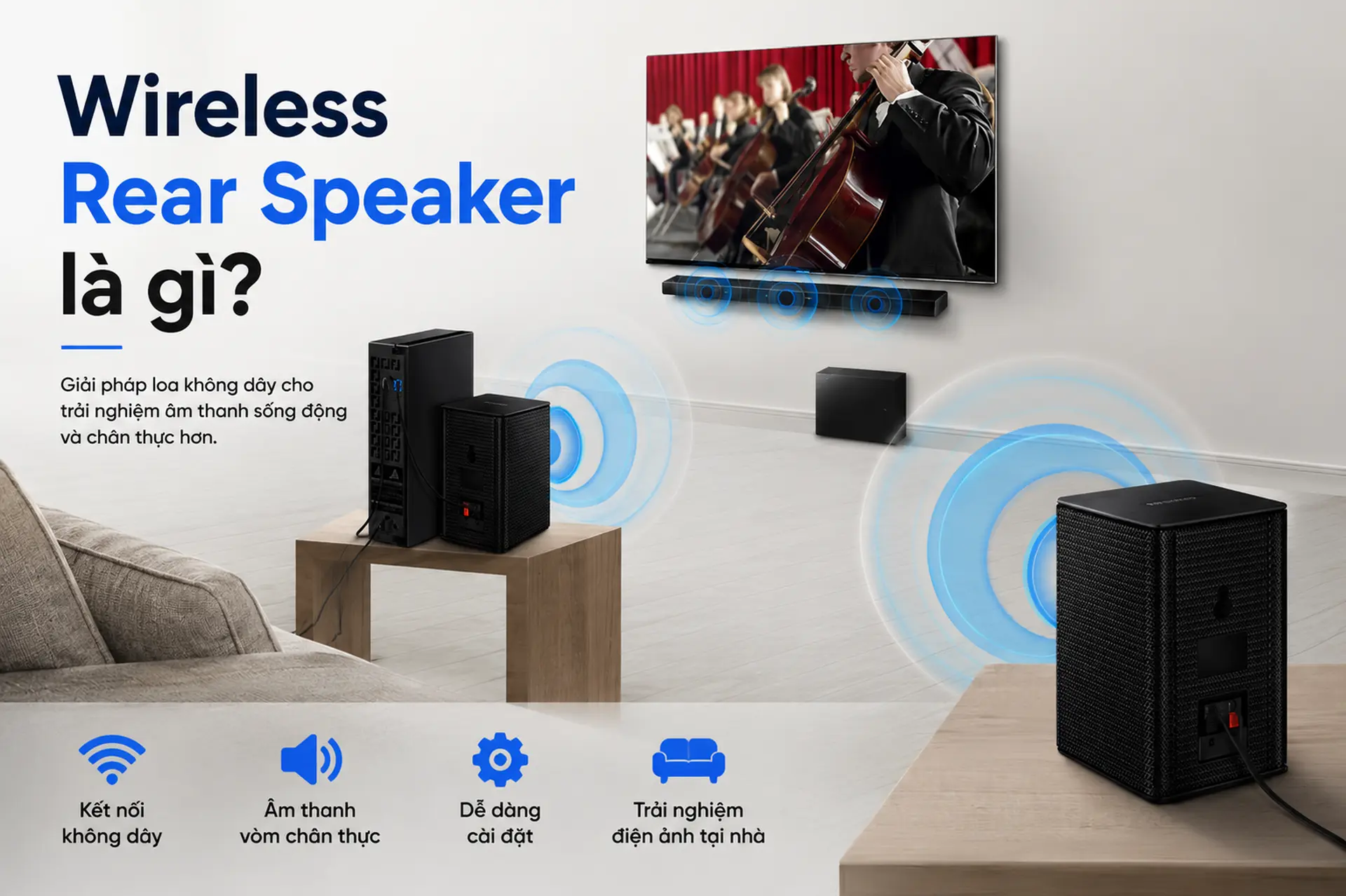 Wireless Rear Speaker là gì? Ưu nhược điểm và cách chọn loa không dây phù hợp