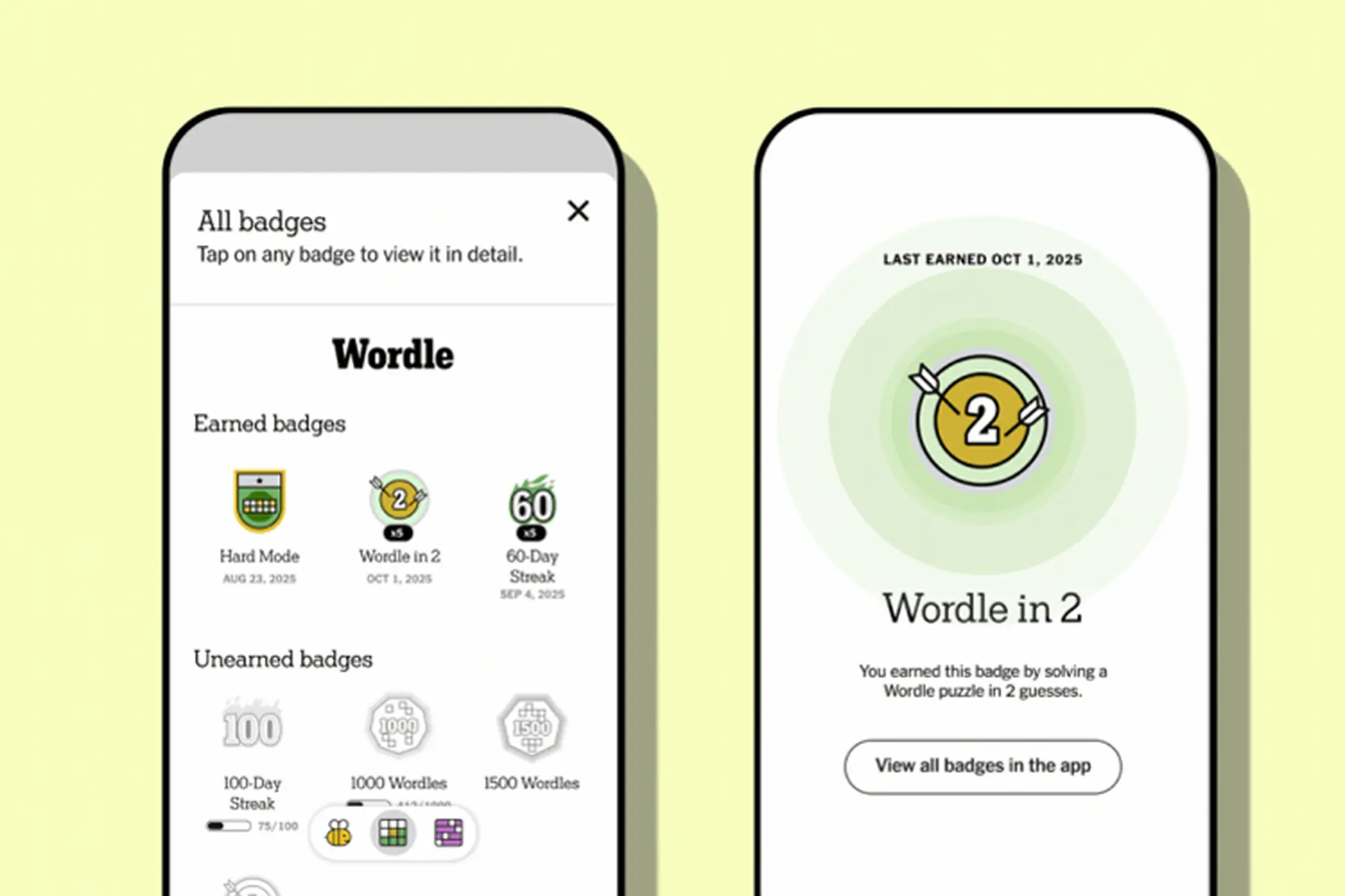 Wordle, Spelling Bee và Connections chính thức có huy hiệu thành tích