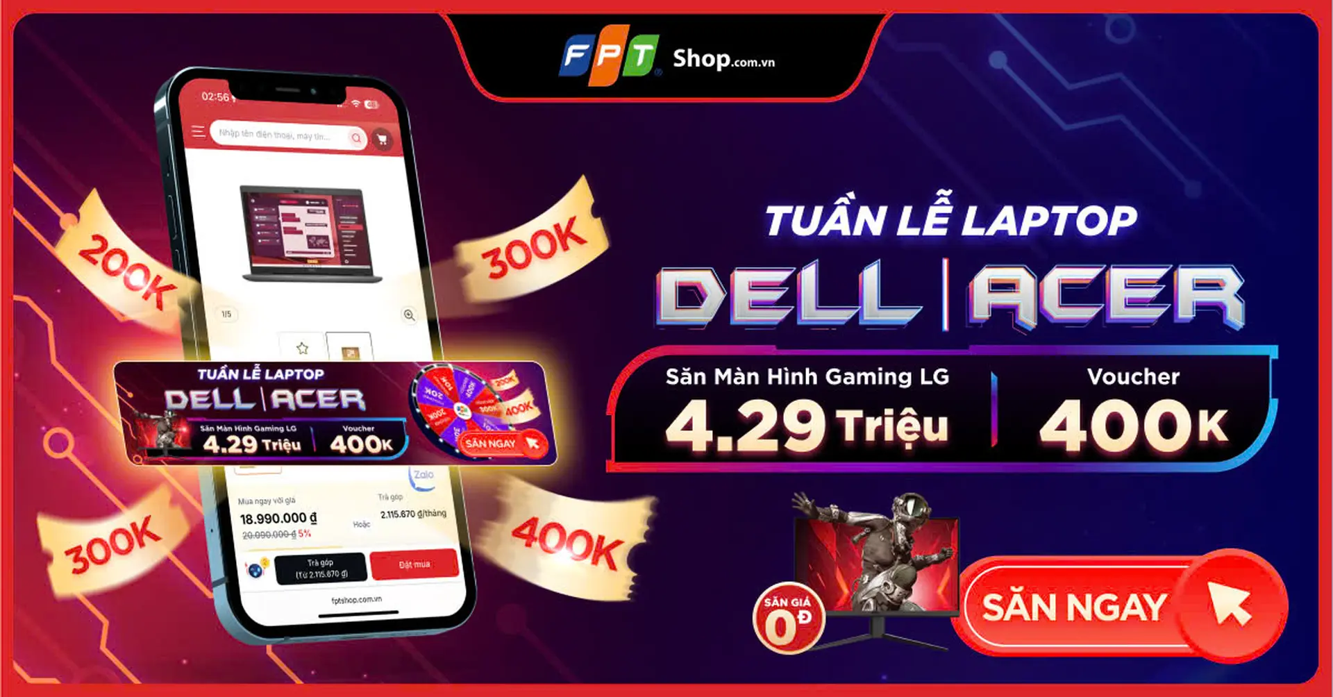 [MINIGAME VÒNG QUAY MAY MẮN] TUẦN LỄ LAPTOP DELL & ACER - SĂN MÀN HÌNH LG 4.29 triệu