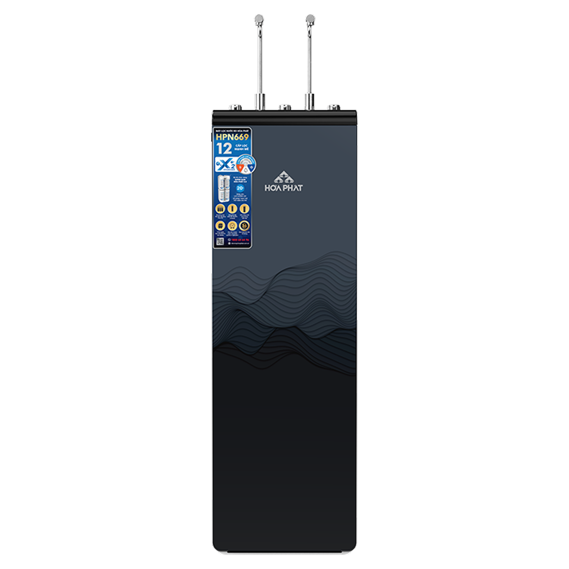 Máy lọc nước nóng lạnh RO Hydrogen Hòa Phát 12 lõi HPN669