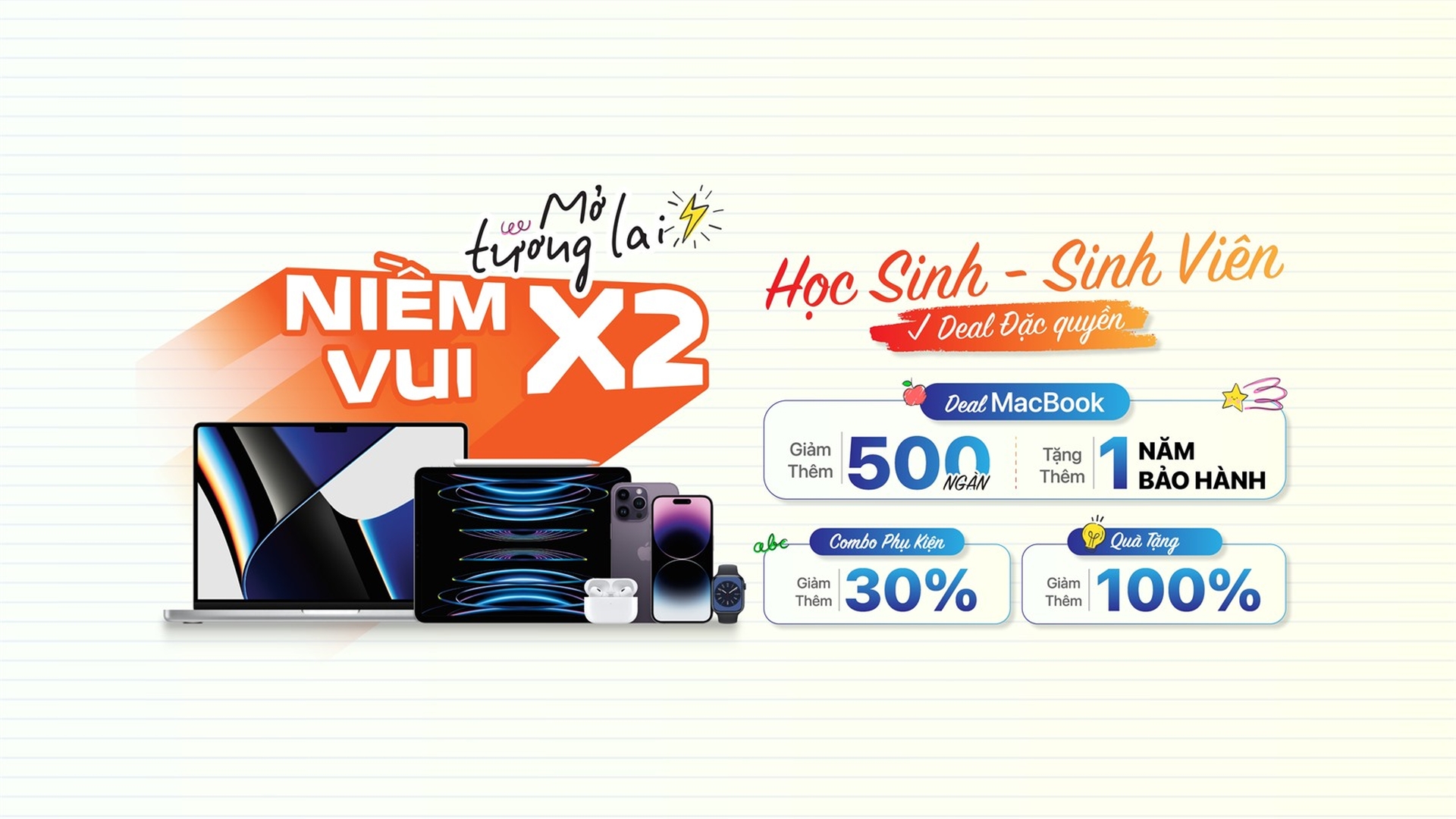 Mở tương lai, x2 niềm vui: Combo phụ kiện giảm đến hơn 30% tưng bừng mừng mùa tựu trường