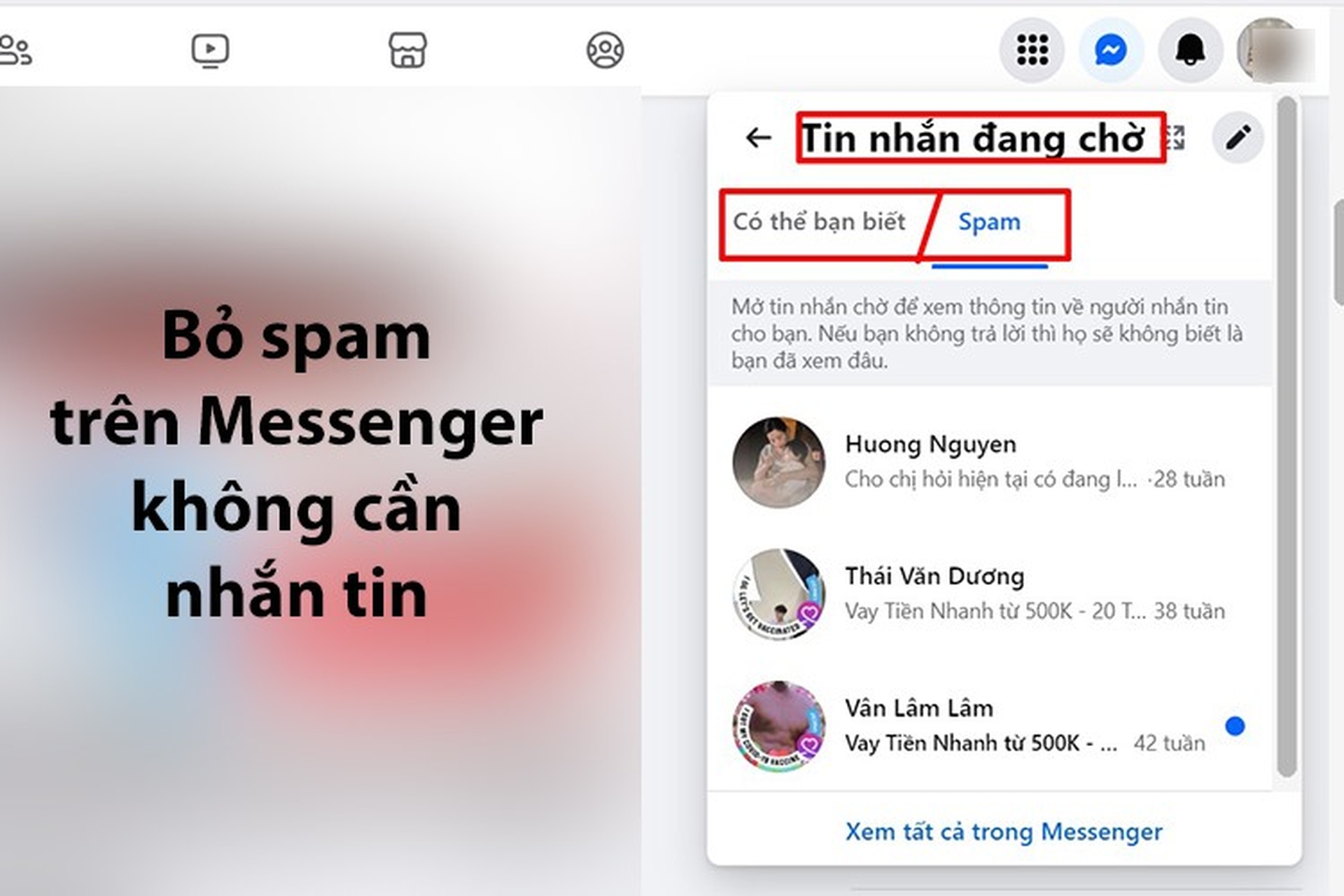 Quản lý tin nhắn trên Facebook