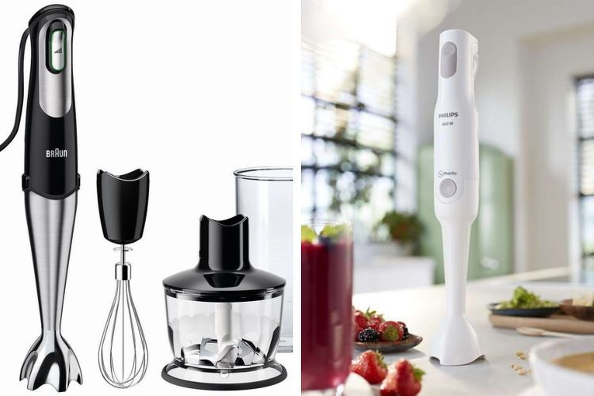 So sánh máy xay cầm tay Braun và Philips. Nên mua máy xay cầm tay Braun hay Philips?