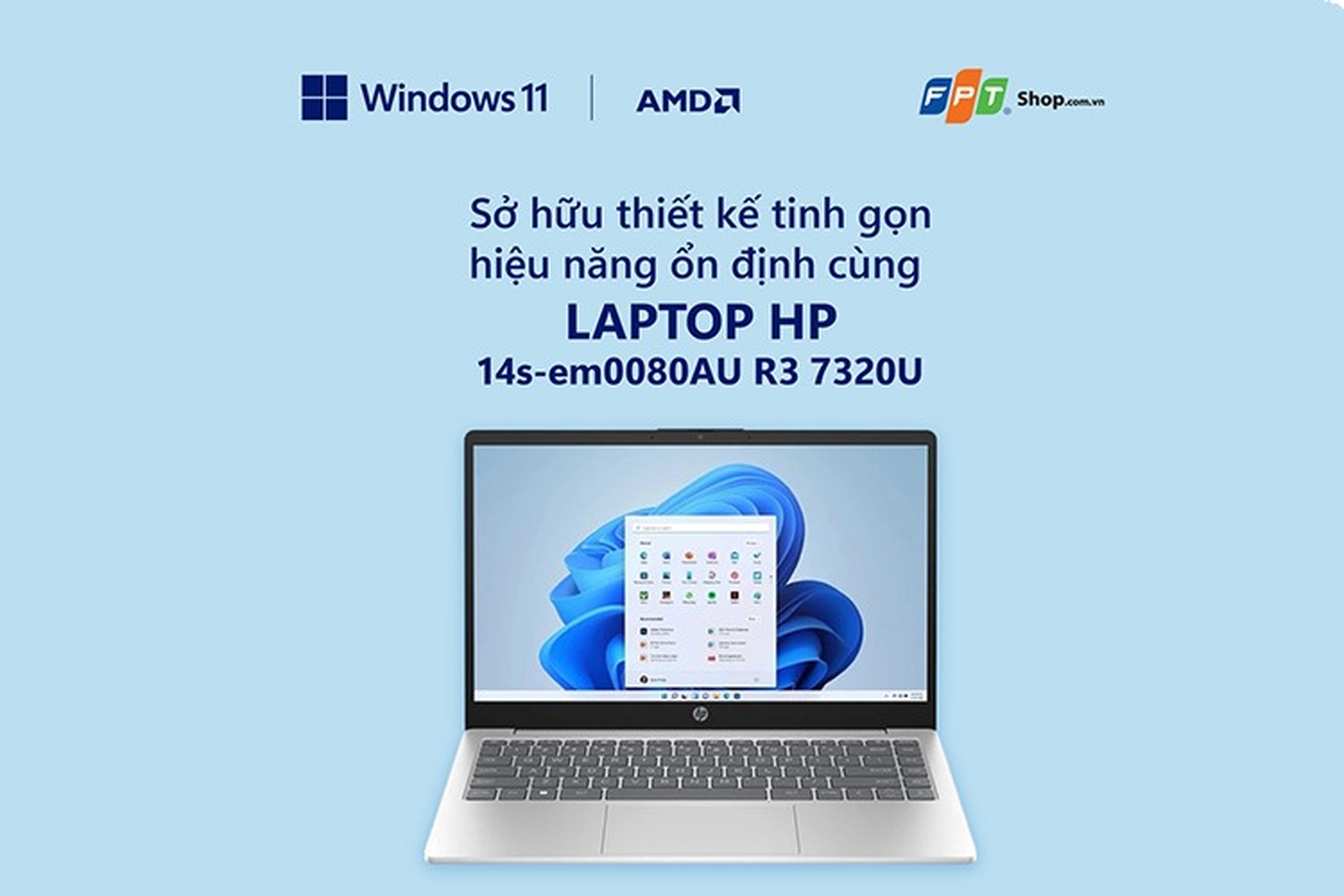 Sở hữu thiết kế tinh gọn - Hiệu năng ổn định cùng LAPTOP HP 14s-em0080AU R3 7320U