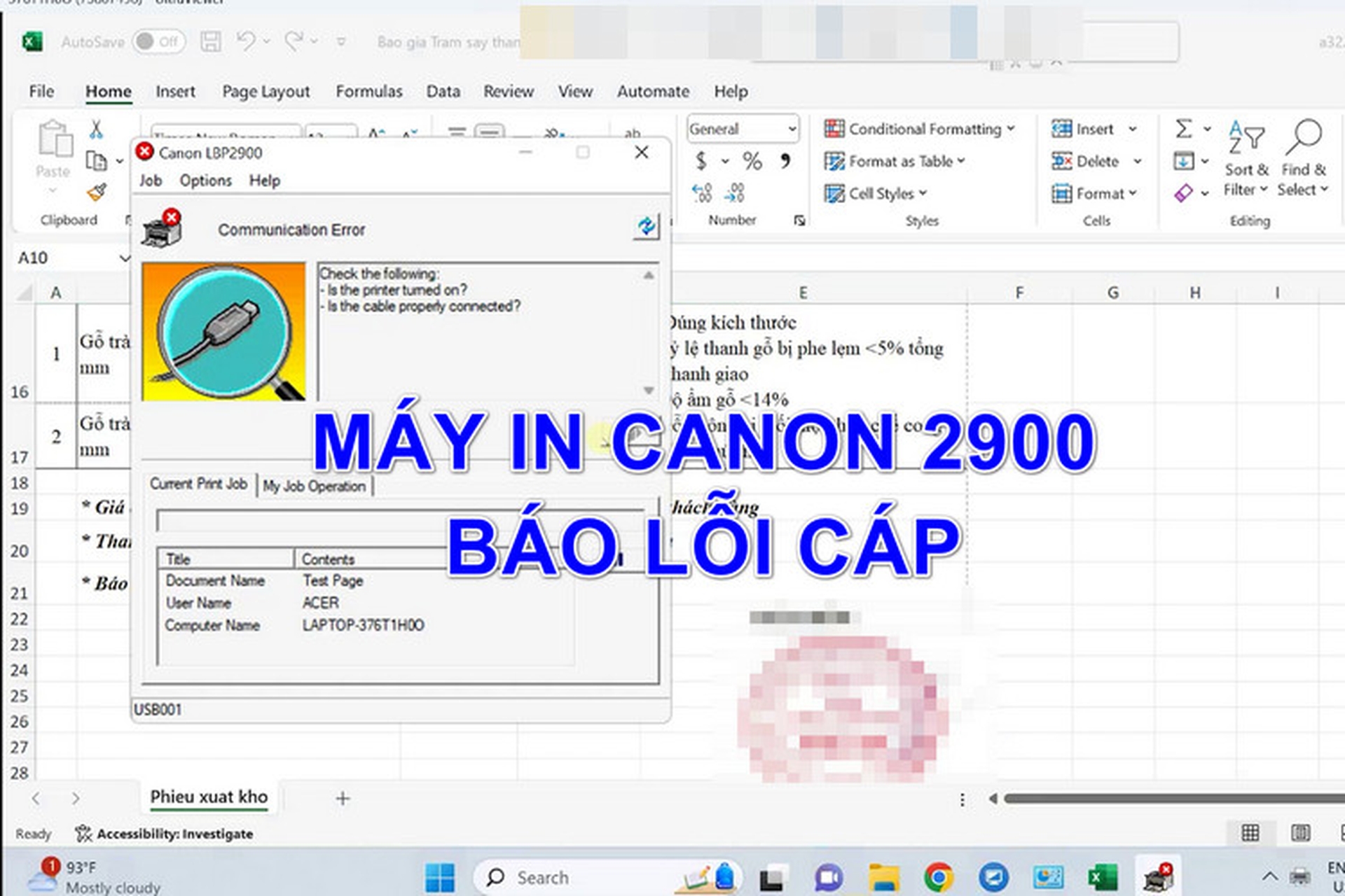 Máy in Canon 2900 báo lỗi cáp: Hướng dẫn cách khắc phục lỗi thành công 100%