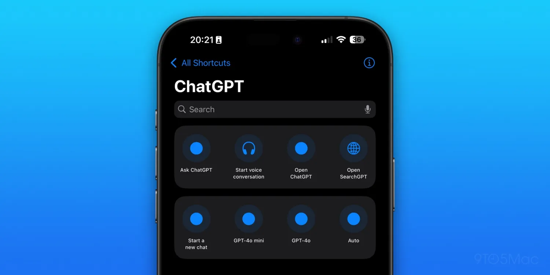 ChatGPT cho iOS bổ sung phím tắt mới dành cho SearchGPT