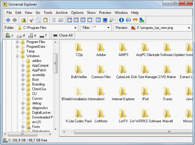 Universal Explorer (UE) 5.1 – Công cụ quản lý tập tin hiệu quả dành cho Windows