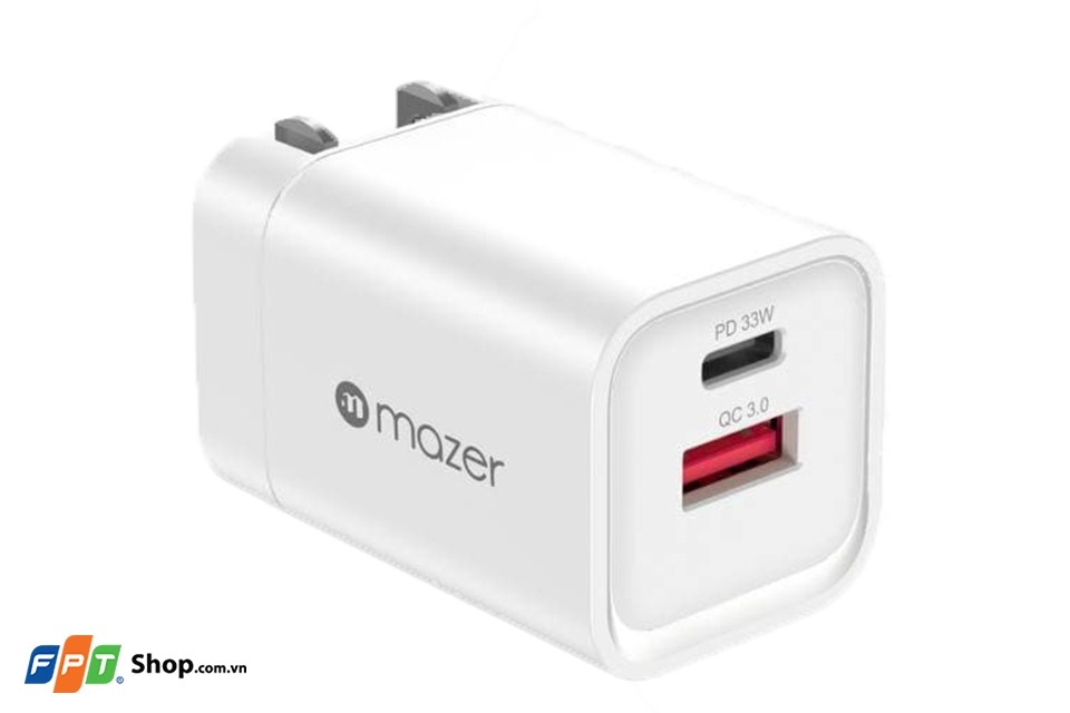 Củ Sạc Nhanh 2 Cổng Mazer Infinite 33W (Usb - C Pd 33W + Usb - A 18W)