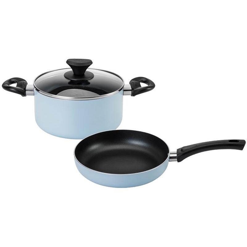 Bộ 1 Nồi 1 Chảo Nhôm 4 Lớp Chống Dính Đáy Từ Elmich Smartcook Sm - 5117Sk 20Cm/24Cm Xanh