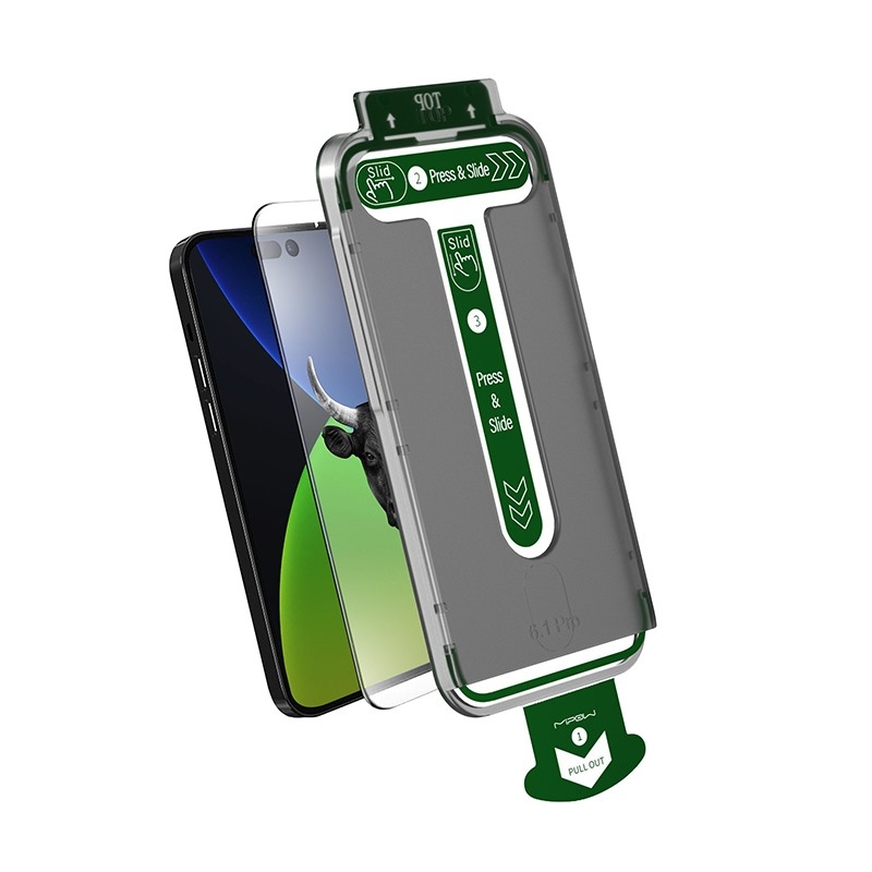 Miếng dán màn hình kính cường lực kèm khung hỗ trợ dán Iphone 14 Plus Mipow 