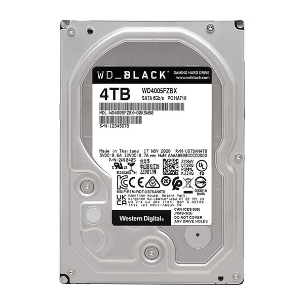 Ổ Cứng HDD WD BLACK 4TB, 3.5", SATA 3, 256MB CACHE, 7200RPM,(WD4005FZBX)