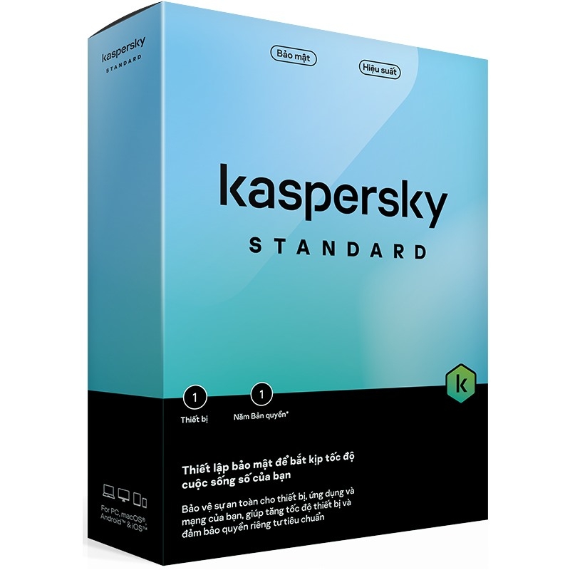 Phần mềm diệt virus Kaspersky Standard 1 thiết bị/năm