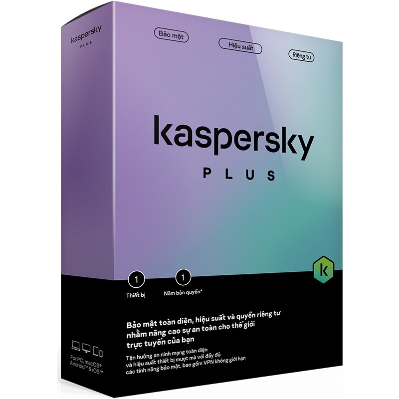 Phần mềm diệt virus Kaspersky Plus 1 thiết bị/năm