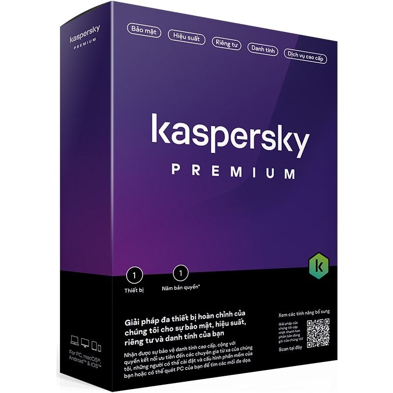 Phần mềm diệt virus Kaspersky Premium 1 thiết bị/năm