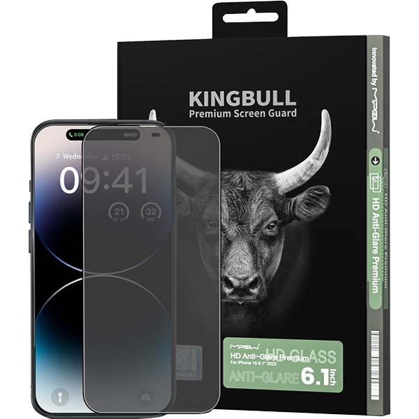 Miếng dán màn hình kính cường lực chống vân tay iPhone 15 Mipow