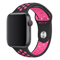 Dây đeo Apple Watch 44mm Black/Pink Blast Nike Sport Band S/M & M/L