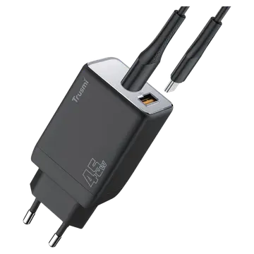 Bộ sạc nhanh 2 cổng 45W kèm cáp Type-C to Type-C 1M GaN CH06-050 Trusmi