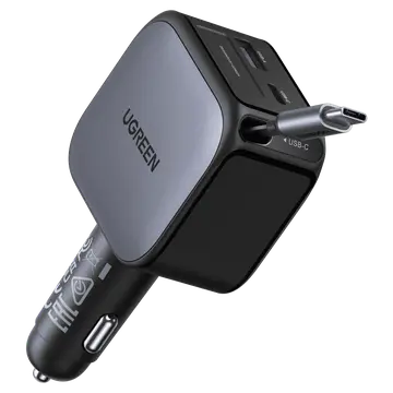 Tẩu sạc nhanh xe hơi 2 cổng 60W (USB-C + USB-A) kèm cáp Type C EC602 Ugreen