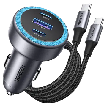 Tẩu sạc nhanh xe hơi 3 cổng 30W (2 USB-C + USB-A) EC307 Ugreen