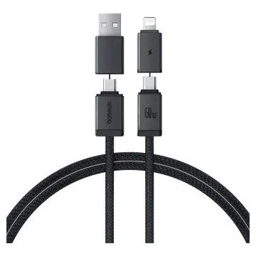 Cáp 4 in 1 sạc nhanh USB A + Type C to Type C + Lightning 1m 60W Versatile Baseus