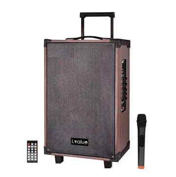 Combo Loa Bluetooth Karaoke i.value 10inch Gỗ + Mic không dây