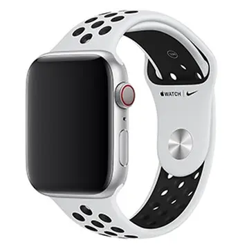 Dây đeo Apple Watch 44mm Pure Platinum/Black Nike Sport Band S/M & M/L