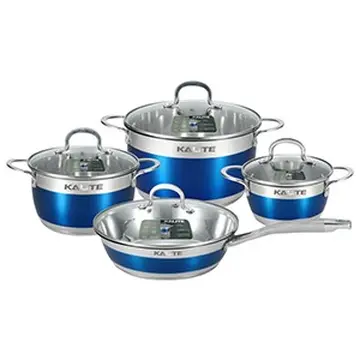Bộ 3 nồi 1 chảo inox 5 đáy nắp kính đáy từ Kalite KL-336