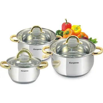 Bộ 3 nồi inox 5 đáy liên doanh Kangaroo KG866