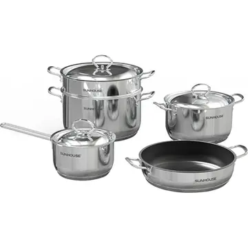 Bộ 4 nồi chảo inox 5 đáy Sunhouse SHG995