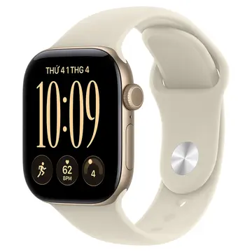 Apple Watch Series 12 GPS 42mm Viền nhôm Vàng Nhạt dây cao su Be Cát - S/M