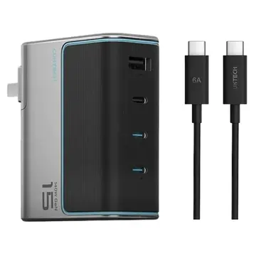 Bộ sạc nhanh 4 cổng 140W kèm cáp Type-C to Type-C 1.5M AD1404U Cuktech
