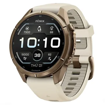 Garmin Fenix 9 Pro Titanium Mạ Vàng 43mm AMOLED Dây Silicone