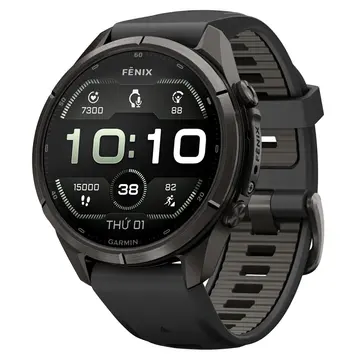 Garmin Fenix 9 Pro Titanium phủ DLC Carbon 43mm AMOLED Dây Silicone