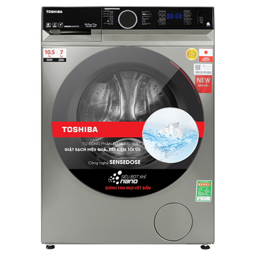 Máy giặt sấy cửa trước Toshiba Inverter giặt 10.5 kg - sấy 7 kg TWD-BM115GF4V(SK)