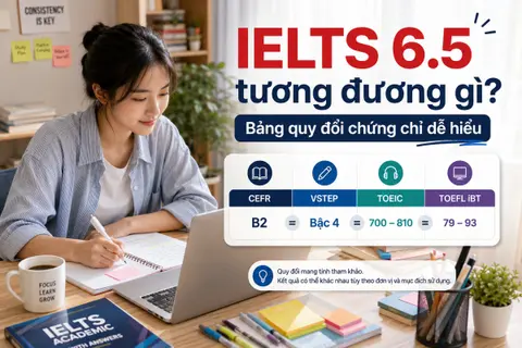 IELTS 6.5 tương đương gì? Bảng quy đổi chứng chỉ dễ hiểu