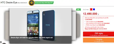 HTC Desire EYE giá 12,5 triệu đồng lên kệ thị trường Việt Nam