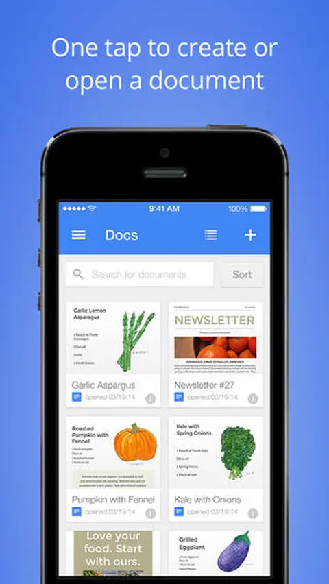 Google phát hành Google Docs cho Android và IOS