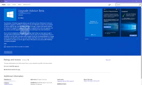 Ứng dụng Upgrade Advisor hỗ trợ người dùng nâng cấp Windows 10 Mobile